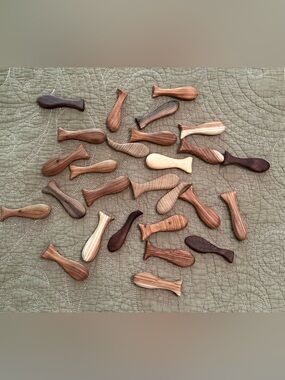 Hand carved • mixed woods • Collection of fish • great for kids • chew safe
